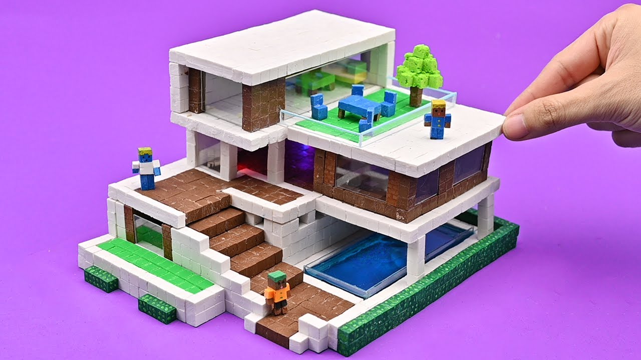 How To Build Minature Modern House Tutorial In Minecraft