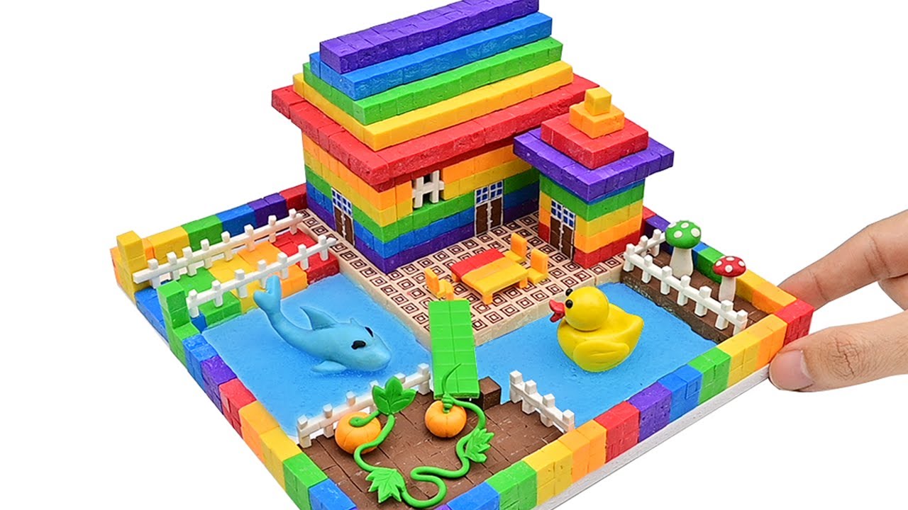 How To Make Rainbow House Has Duck, Shark Lake With Clay   Polymer Clay Tutorial