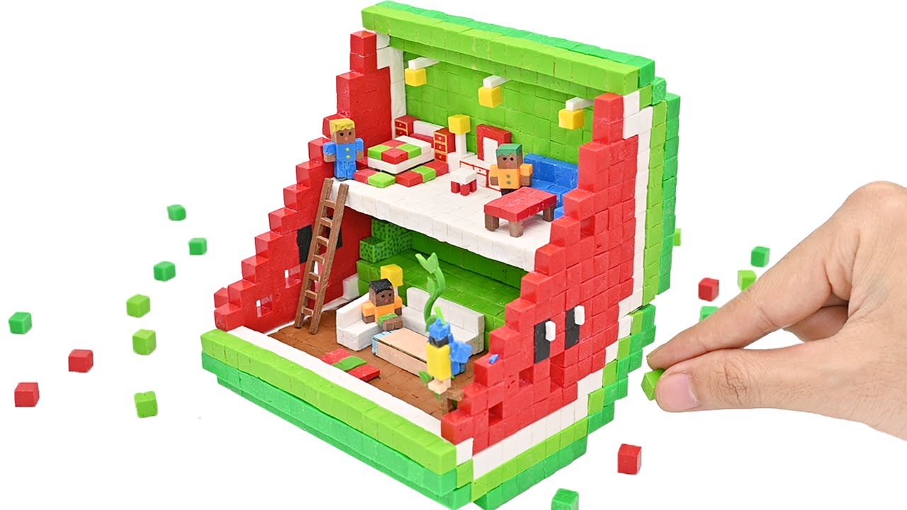 How To Build Miniature Watermelon House In Minecraft From Clay