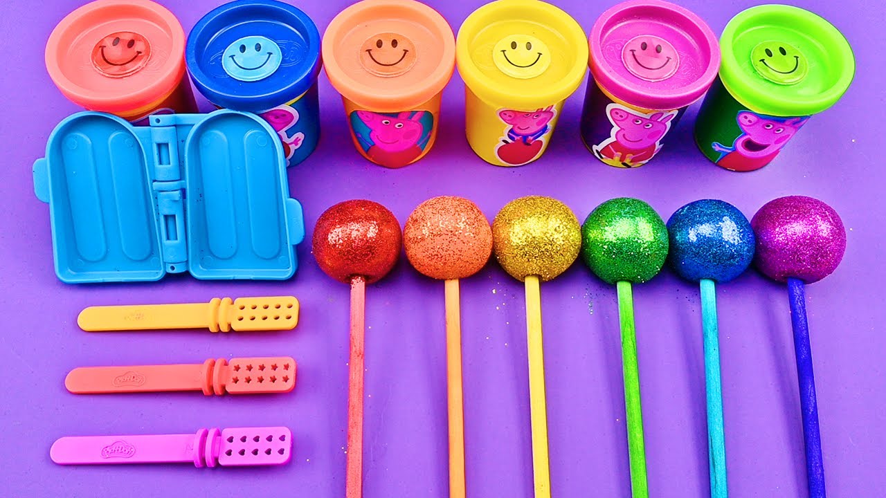 Satisfying Video l How To Make Ice Cream Stick With Playdoh Glitter Lollipop ASMR | Zic Zic
